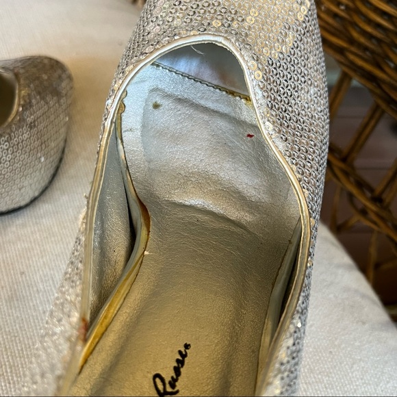 Charlotte Russe Silver Sequin Peep Toe Pumps Heels 7 - Picture 7 of 10